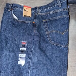 Levi's 501 Original Fit Big Tall Dark Wash Button Fly Jeans 44x32